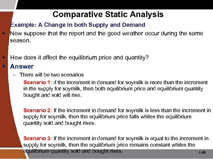 Comparative Static Analysis Example: A Change in both Supply and Demand § Now suppose