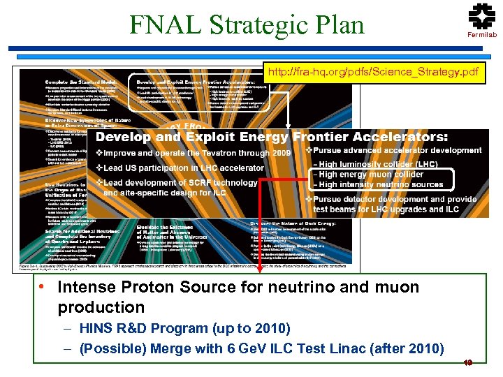 FNAL Strategic Plan Fermilab http: //fra-hq. org/pdfs/Science_Strategy. pdf • Intense Proton Source for neutrino
