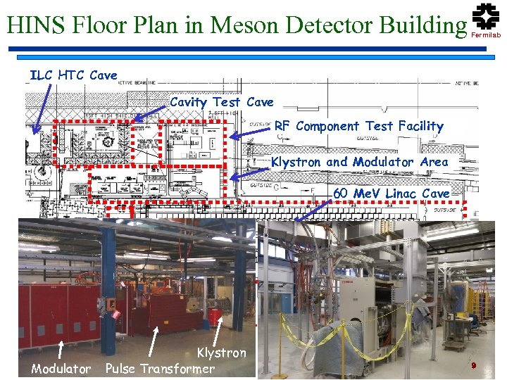 HINS Floor Plan in Meson Detector Building Fermilab ILC HTC Cave Cavity Test Cave