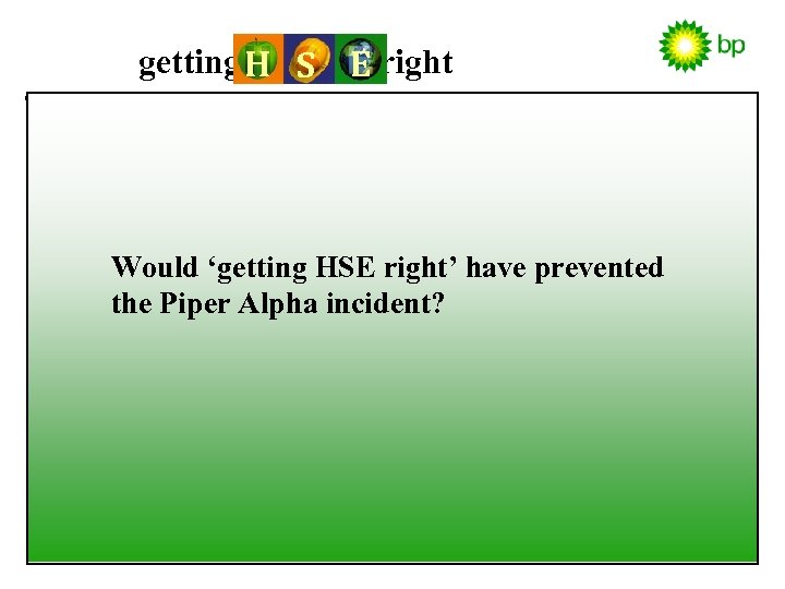 getting H S E right Would ‘getting HSE right’ have prevented the Piper Alpha