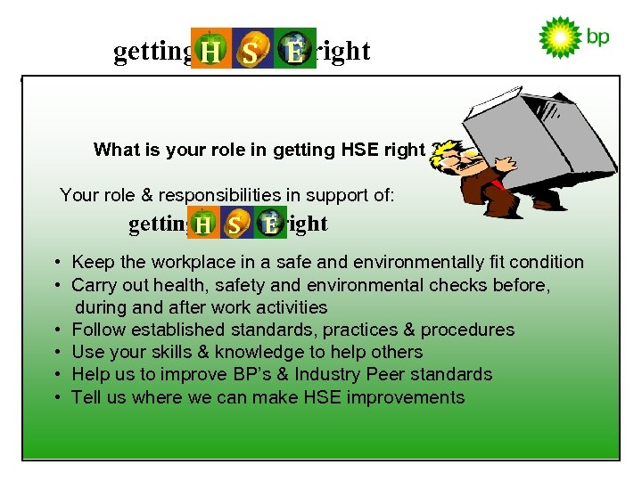 getting H S E right What is your role in getting HSE right ?