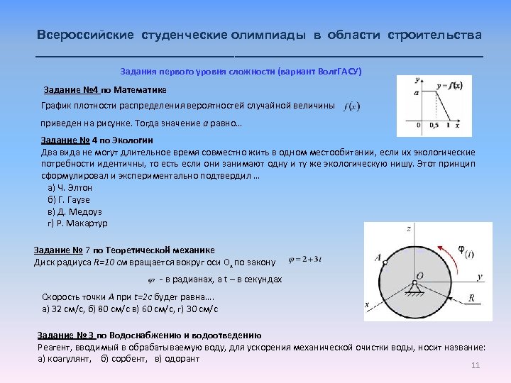 Олимпиады первого уровня