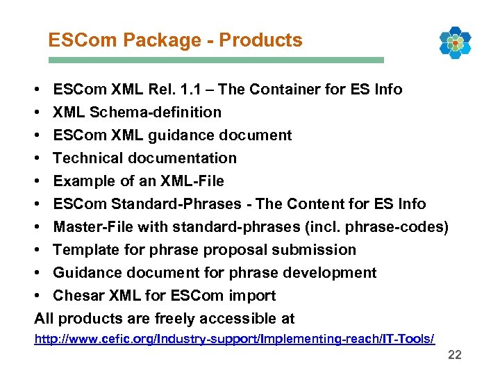 ESCom Package - Products • ESCom XML Rel. 1. 1 – The Container for