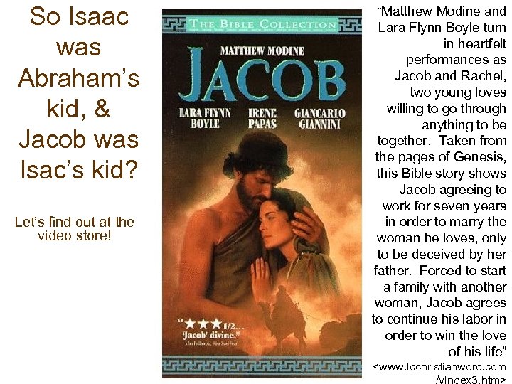 So Isaac was Abraham’s kid, & Jacob was Isac’s kid? Let’s find out at