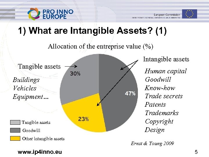 1) What are Intangible Assets? (1) Allocation of the entreprise value (%) Tangible assets
