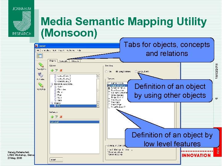 Media Semantic Mapping Utility (Monsoon) Definition of an object by low level features Herwig