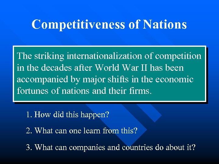 Competitiveness of Nations The striking internationalization of competition in the decades after World War