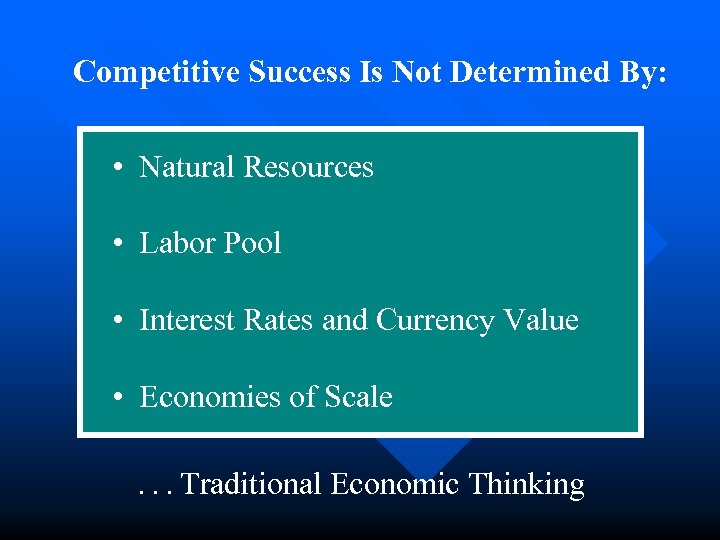 Competitive Success Is Not Determined By: • Natural Resources • Labor Pool • Interest