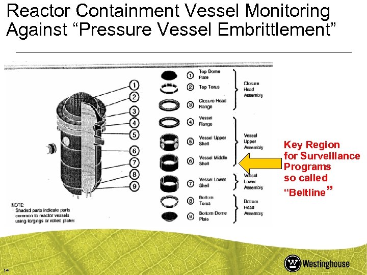 Reactor Containment Vessel Monitoring Against “Pressure Vessel Embrittlement” Key Region for Surveillance Programs so