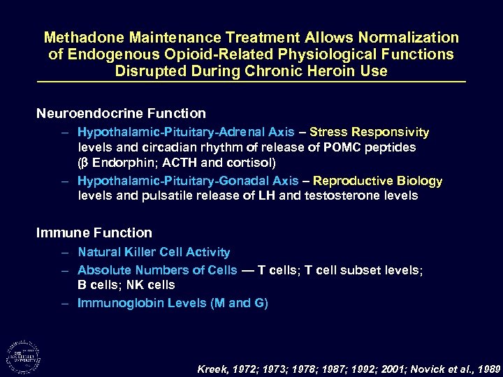 Methadone Maintenance Treatment Allows Normalization of Endogenous Opioid-Related Physiological Functions Disrupted During Chronic Heroin