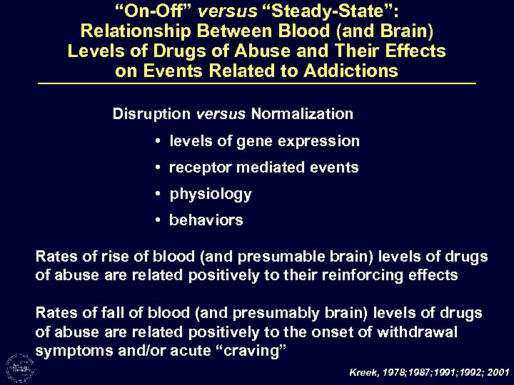 “On-Off” versus “Steady-State”: Relationship Between Blood (and Brain) Levels of Drugs of Abuse and