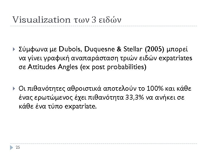 Visualization των 3 ειδών Σύμφωνα με Dubois, Duquesne & Stellar (2005) μπορεί να γίνει
