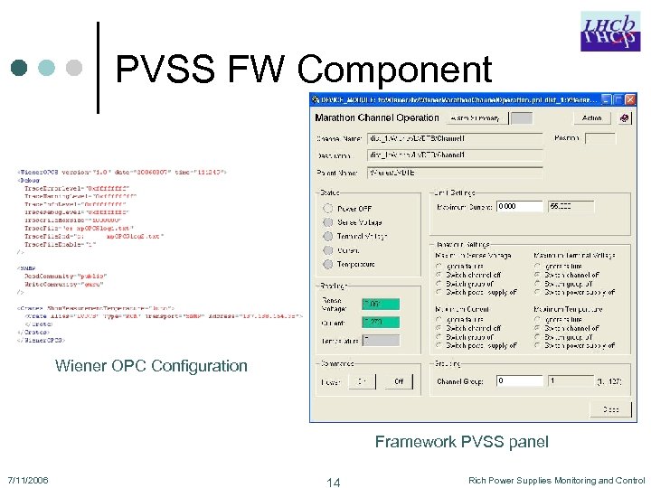 PVSS FW Component Wiener OPC Configuration Framework PVSS panel 7/11/2006 14 Rich Power Supplies