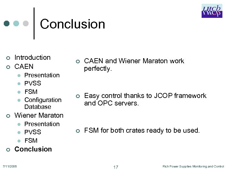 Conclusion ¢ ¢ Introduction CAEN l l ¢ CAEN and Wiener Maraton work perfectly.