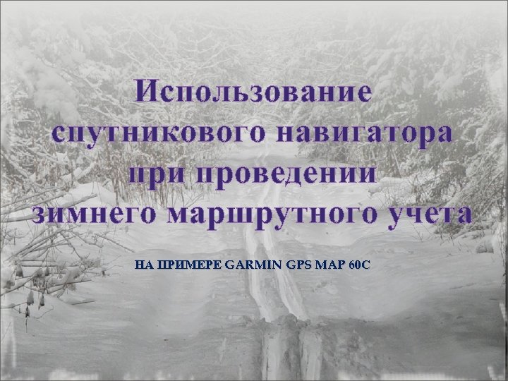 Использование спутникового навигатора при проведении зимнего маршрутного учета НА ПРИМЕРЕ GARMIN GPS MAP 60