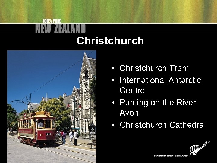 Christchurch • Christchurch Tram • International Antarctic Centre • Punting on the River Avon