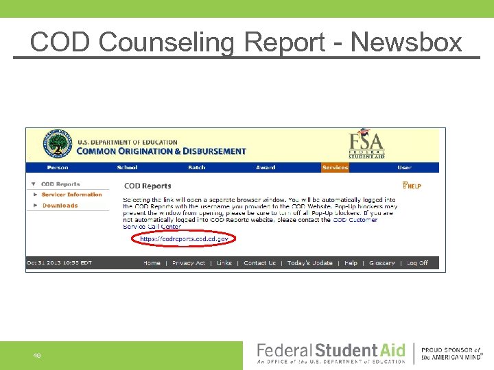 COD Counseling Report - Newsbox 49 