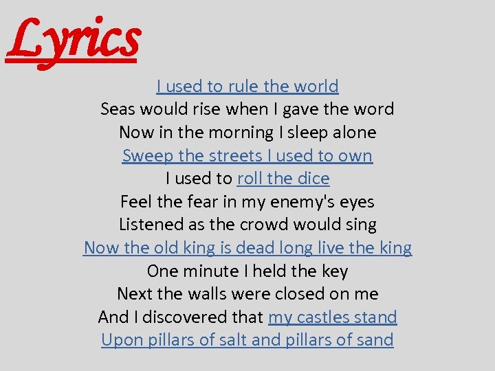 Coldplay viva la vida lyrics