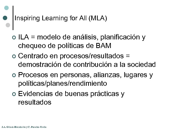 Inspiring Learning for All (MLA) ILA = modelo de análisis, planificación y chequeo de