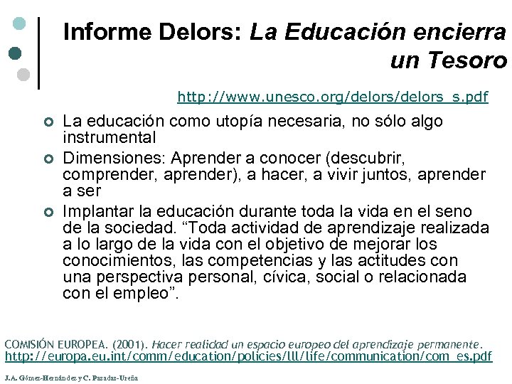 Informe Delors: La Educación encierra un Tesoro http: //www. unesco. org/delors_s. pdf ¢ ¢