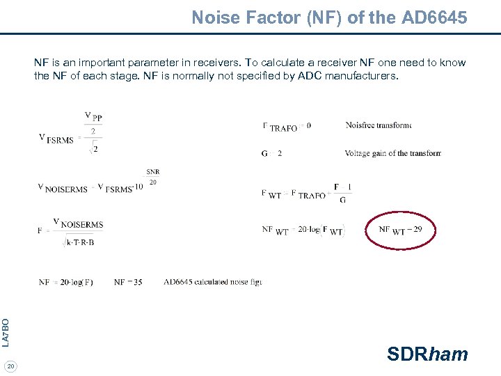 Noise Factor (NF) of the AD 6645 LA 7 BO NF is an important