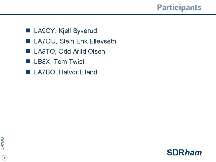 Participants n LA 9 CY, Kjell Syverud n LA 7 OU, Stein Erik Ellevseth