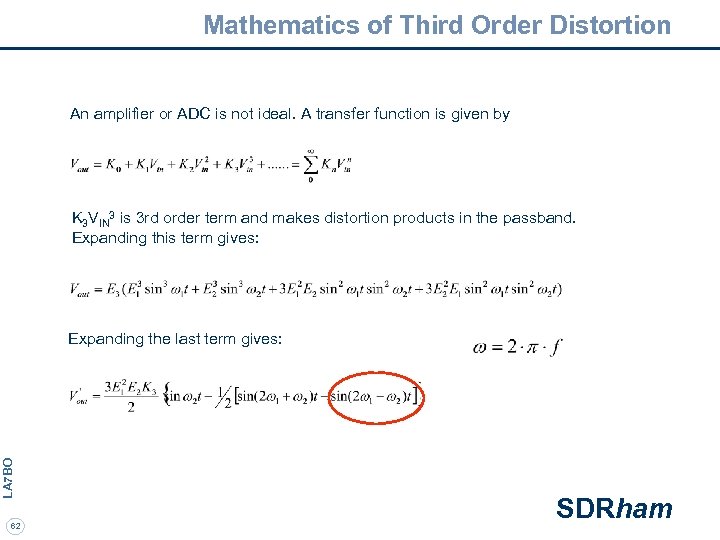 Mathematics of Third Order Distortion An amplifier or ADC is not ideal. A transfer