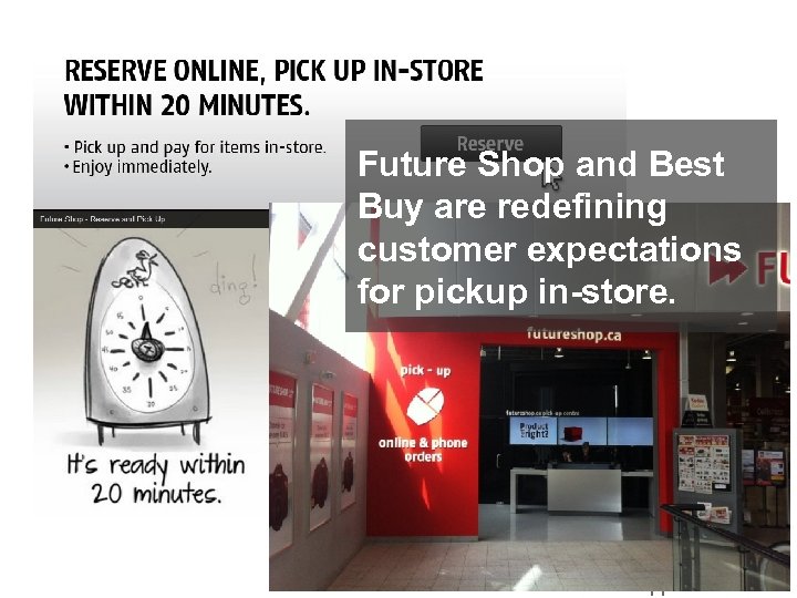 Future Shop and Best Buy are redefining customer expectations for pickup in-store. 11 