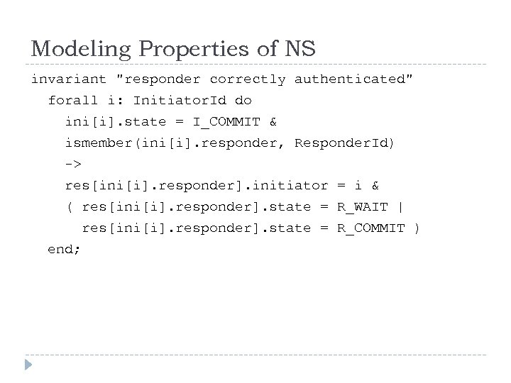Modeling Properties of NS invariant 