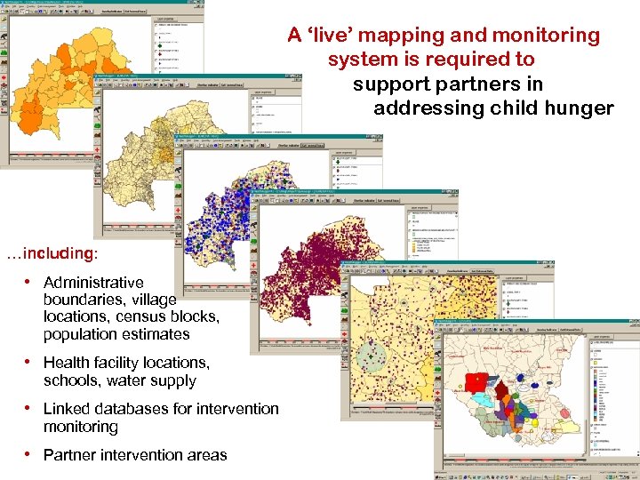 A ‘live’ mapping and monitoring system is required to support partners in addressing child