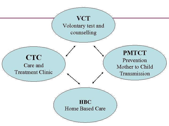 VCT Volontary test and counselling PMTCT CTC Prevention Mother to Child Transmission Care and
