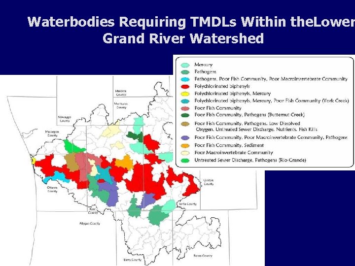 Waterbodies Requiring TMDLs Within the. Lower Grand River Watershed 