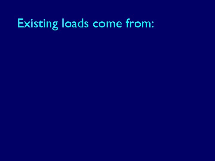 Existing loads come from: 