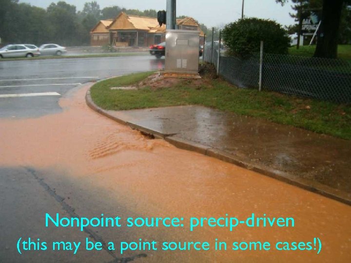 Nonpoint source: precip-driven (this may be a point source in some cases!) 