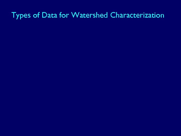 Types of Data for Watershed Characterization 