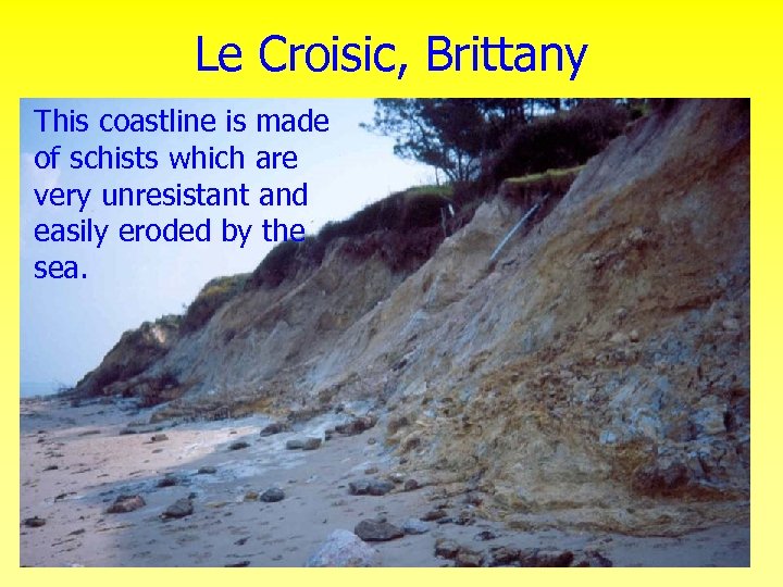 Le Croisic, Brittany This coastline is made of schists which are very unresistant and