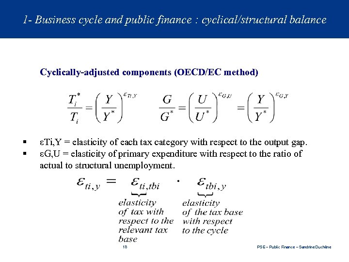 1 - Business cycle and public finance : cyclical/structural balance Cyclically-adjusted components (OECD/EC method)