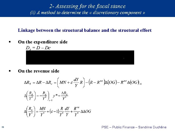 2 - Assessing for the fiscal stance (ii) A method to determine the «