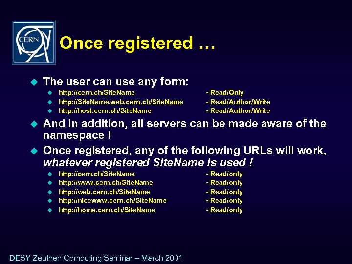 Once registered … u The user can use any form: u u u http: