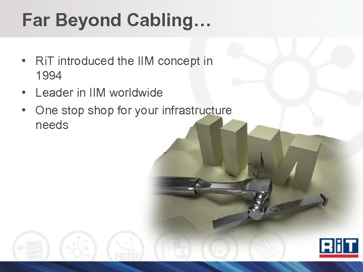 Far Beyond Cabling… • Ri. T introduced the IIM concept in 1994 • Leader
