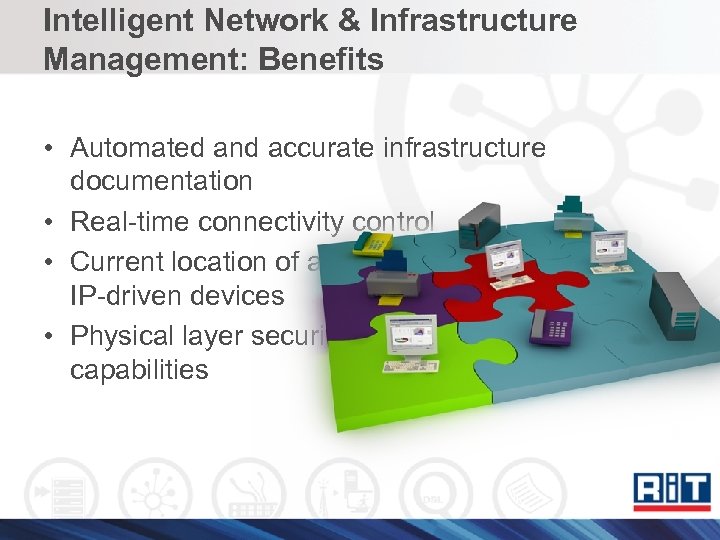 Intelligent Network & Infrastructure Management: Benefits • Automated and accurate infrastructure documentation • Real-time