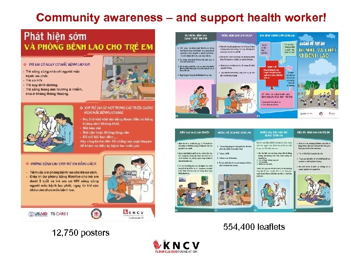 Community awareness – and support health worker! 12, 750 posters 554, 400 leaflets 