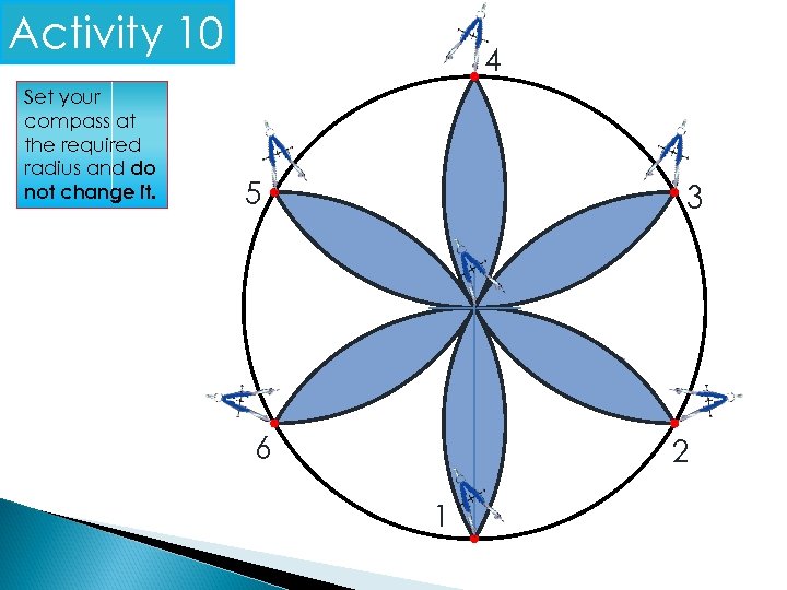 Activity 10 Set your compass at the required radius and do not change it.