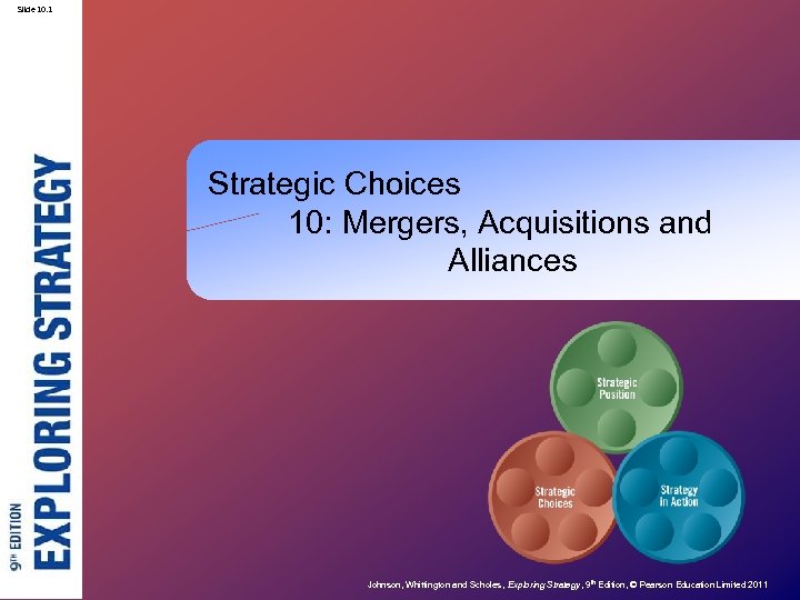 Slide 10. 1 Strategic Choices 10: Mergers, Acquisitions and Alliances Johnson, Whittington and Scholes