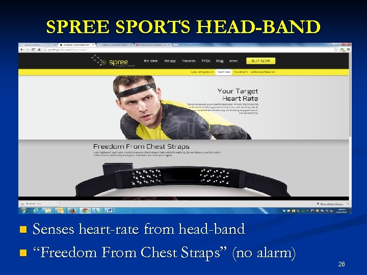 SPREE SPORTS HEAD-BAND Senses heart-rate from head-band n “Freedom From Chest Straps” (no alarm)