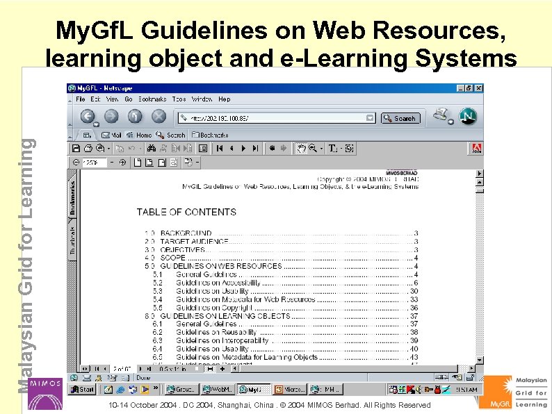 Malaysian Grid for Learning My. Gf. L Guidelines on Web Resources, learning object and