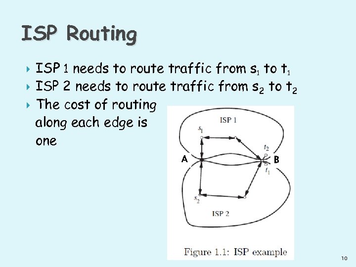 ISP Routing ISP 1 needs to route traffic from s 1 to t 1