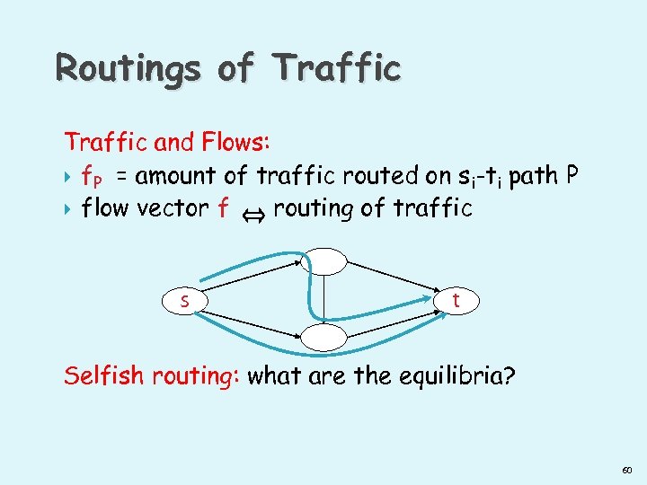 Routings of Traffic and Flows: f. P = amount of traffic routed on si-ti