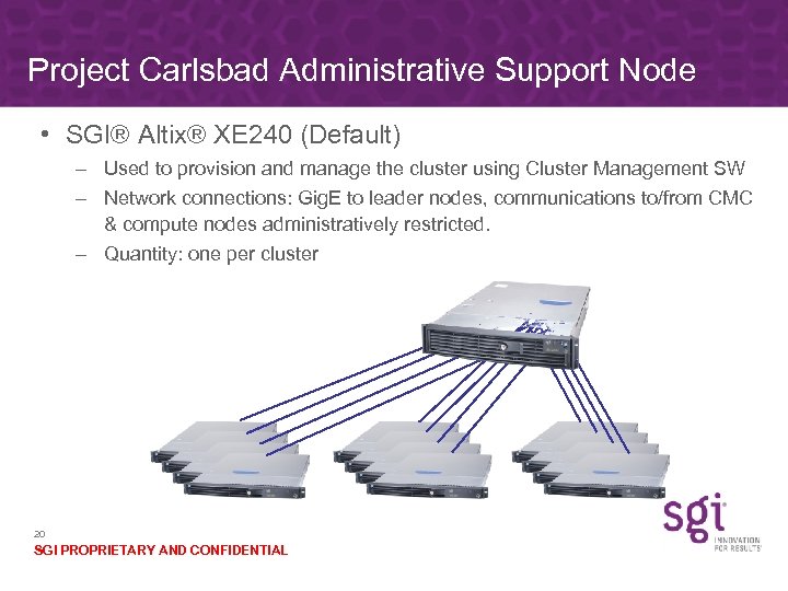 Project Carlsbad Administrative Support Node • SGI® Altix® XE 240 (Default) – Used to