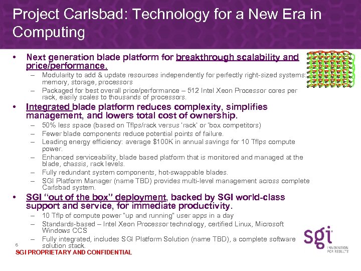 Project Carlsbad: Technology for a New Era in Computing • Next generation blade platform